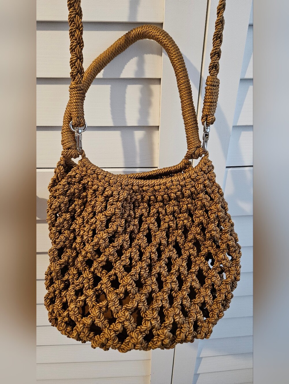 Zara Brown Woven Crochet Shoulder Bag